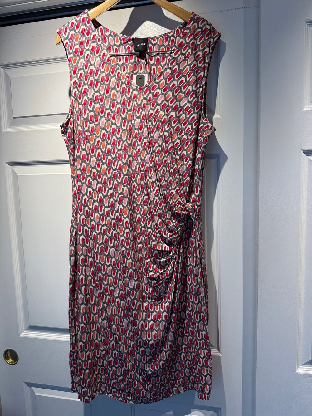NIC+ZOE Pink Multi Geometric V-Neck knit dress - XXL